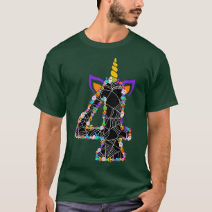 4 Jahre alt 4. Geburtstag Girls Unicorn Gesicht Pu T-Shirt