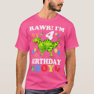 4 Jahre alt 4. Geburtstag Junge T Rex Dinosaurier T-Shirt