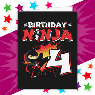 4 Jahre alt Comic Book Style Ninja 4. Geburtstag Karte
