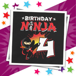 4 Jahre alt Comic Book Style Ninja 4. Geburtstag Serviette