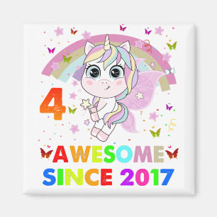 4 Jahre alt Einhorn 4. Geburtstag Mädchen Einhorn Magnet