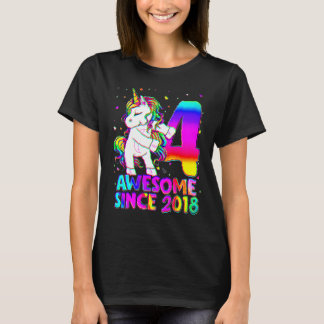 4 Jahre alt Einhorn Blüte 4. Geburtstag Mädchen Un T-Shirt