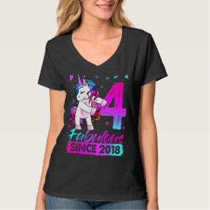 4 Jahre alt Einhorn Blüte 4. Geburtstag Mädchen Un T-Shirt