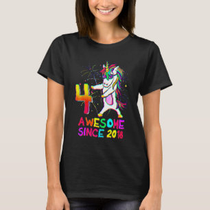 4 Jahre alt Einhorn Blüte 4. Geburtstag Mädchen Un T-Shirt