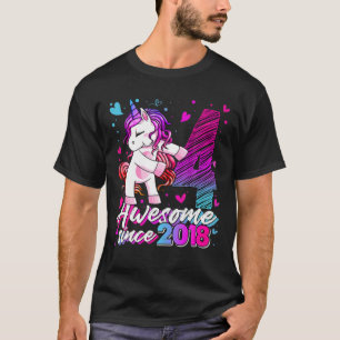 4 Jahre alt Einhorn Flossing 4. Geburtstag Mädchen T-Shirt