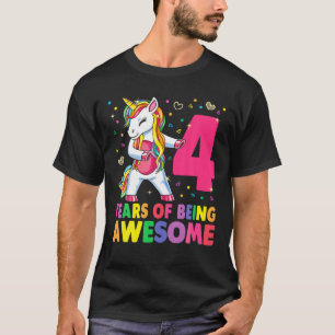 4 Jahre alt Einhorn Flossing 4. Geburtstag Mädchen T-Shirt