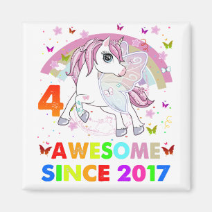 4 Jahre alt Einhorn Süsse 4. Geburtstag Girl Unico Magnet