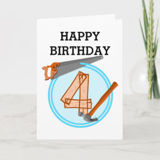 4 Jahre alt Geburtstagsparty Thema Builder Karte