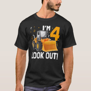 4 Jahre alt Look Out Kid Bulldozer Truck Geburtsta T-Shirt