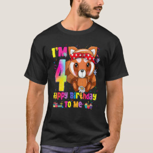 4 Jahre alte Girl Prinzessin Kleiner Roter Panda 4 T-Shirt