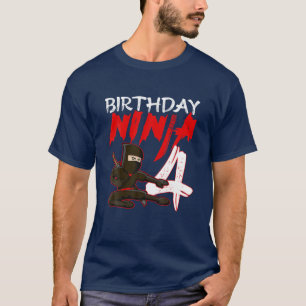 4 Jahre alte Kinder Ninja Geburtstagsparty Thema T-Shirt