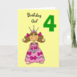 4 Jahre alte Prinzessin (braune Haare) Karte