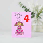4 Jahre alte Prinzessin (braune Haare) Postkarte (Stehend Vorderseite)