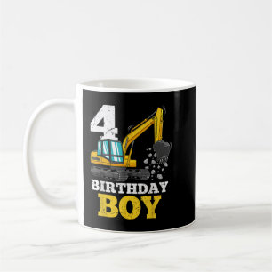 4 Jahre alter Bauarbeiter für Bagger Geburtstag Kaffeetasse