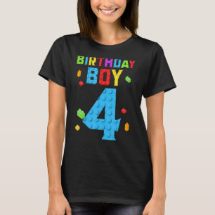 4 Jahre alter Geburtstagskind Blocks Gebäude Jungs T-Shirt
