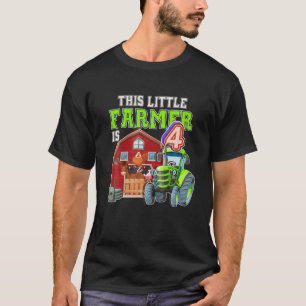 4 Jahre alter grüner Bauernhof Traktor Geburtstags T-Shirt