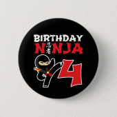 4 Jahre alter Karate Ninja Party Kinder 4. Geburts Button (Vorderseite)