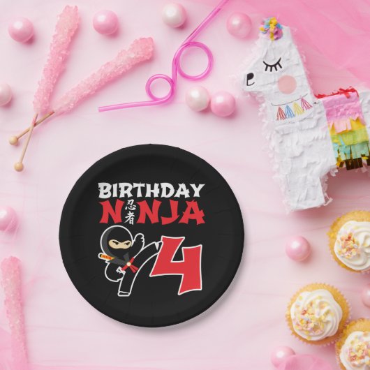 4 Jahre alter Karate Ninja Party Kinder 4. Geburts Pappteller (Party)