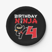 4 Jahre alter Karate Ninja Party Kinder 4. Geburts Pappteller (Vorderseite)