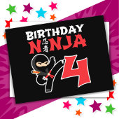 4 Jahre alter Karate Ninja Party Kinder 4. Geburts Postkarte