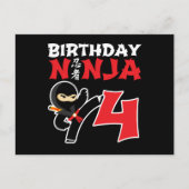 4 Jahre alter Karate Ninja Party Kinder 4. Geburts Postkarte (Vorderseite)