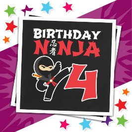 4 Jahre alter Karate Ninja Party Kinder 4. Geburts Serviette
