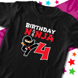 4 Jahre alter Karate Ninja Party Kinder 4. Geburts T-Shirt