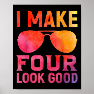 4 Jahre alter Kindergeburtstag Zitat Grafik Funny  Poster