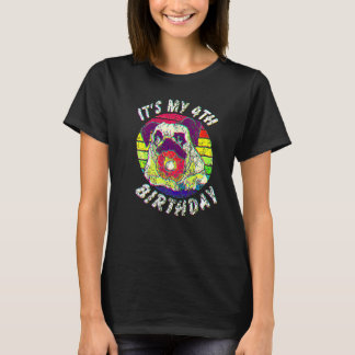 4 Jahre alter Pug und Donut Vintage abgenutzt 4. G T-Shirt