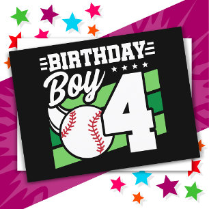 4 Jahre altes Baseball Party Thema 4. Geburtstag J Postkarte