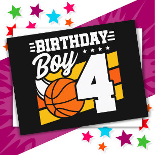 4 Jahre altes Basketball Party Thema 4. Geburtstag Postkarte