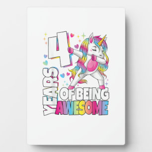 4 Jahre altes Einhorn 4 Jahre Awesome 4. Geburtsta Fotoplatte