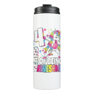 4 Jahre altes Einhorn 4 Jahre Awesome 4. Geburtsta Thermosbecher