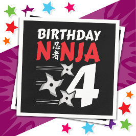 4 Jahre altes Ninja Party Sterne Kinder 4. Geburts Serviette