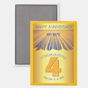 4 Jahre   Golden Ray 12-Schritte CUSTOM NAME Magnet