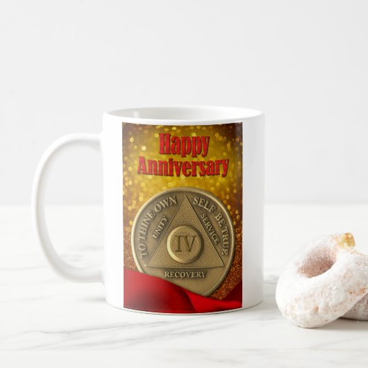 4 Jahre INDIVIDUELLE NAME OM Münzautomat Glitzer Kaffeetasse (Mit Donut)