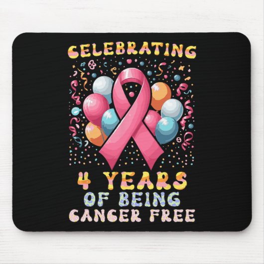4 Jahre Krebs-freies Brustkrebs Mousepad (Vorne)