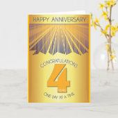 4 Jahre nüchtern - Jubiläum | Golden Ray 12-Schrit Karte (Gelbe Blume)