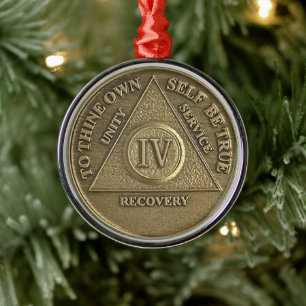 4 Jahre Sober-Jubiläumsmedaille Ornament Aus Metall