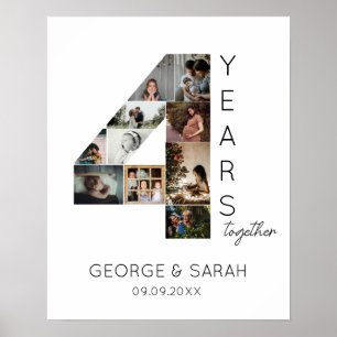 4 Jahre Zusammen Foto-Kollage Hochzeitstag Poster