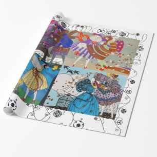 4 JAHRESZEITEN ART DECO SCHÖNHEIT MODE KOSTÜM DESI GESCHENKPAPIER