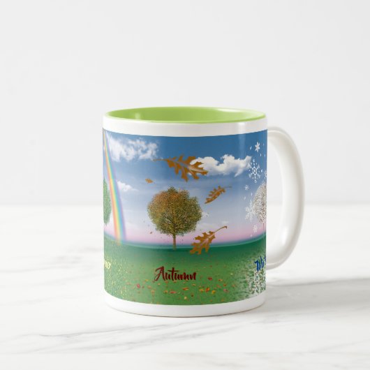 4 Jahreszeiten mit Textkombination Kaffee Tasse (VorderseiteRechts)