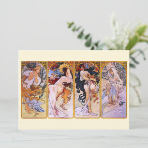 4 Jahreszeiten von Alphonse Mucha, Kunst im Jugend Einladung