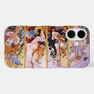 4 Jahreszeiten von Alphonse Mucha, Vintage Art Nou iPhone 16 Hülle
