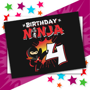 4-jähriger Comic-Style-Ninja zum 4. Geburtstag Postkarte