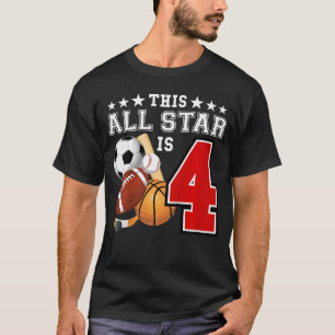 4-jähriger Sportstar Geburtstagsfeier All Sport 4t T-Shirt