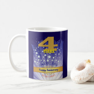 4-jähriges CUSTOM Erholung Jubiläum Fett Zahlen Kaffeetasse