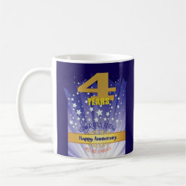 4-jähriges CUSTOM Erholung Jubiläum Fett Zahlen Kaffeetasse