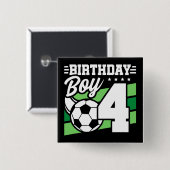 4-jähriges Fußball-Party 4. Geburtstag Junge Button (Vorne & Hinten)