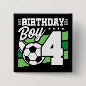 4-jähriges Fußball-Party 4. Geburtstag Junge Button (Vorderseite)
